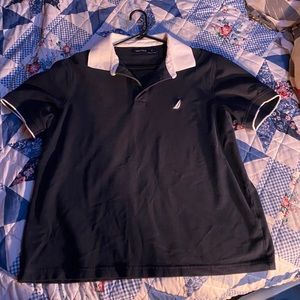 Like new size large Nautical Polo. Navy blue/white